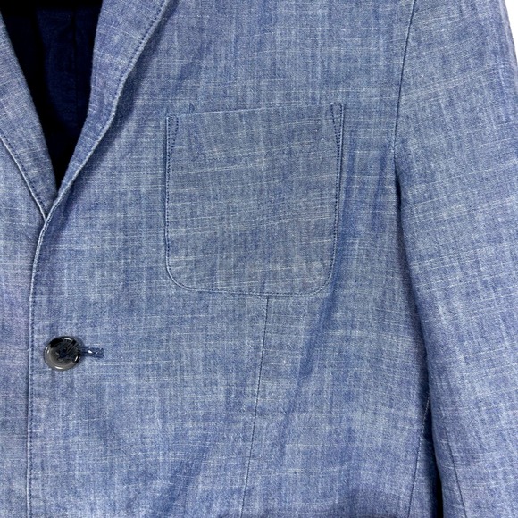 H&M Boys Chambray Blue Blazer Two Button Front Pockets Classic Style Youth 13-14 - Picture 5 of 12